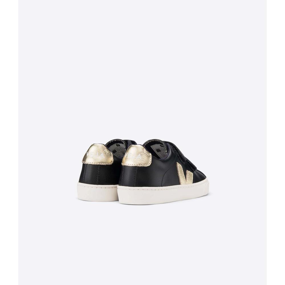 Veja ESPLAR LEATHER Sneakers Kinderen Black/Gold | BE 812UZG